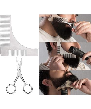 Sichler Men's Care Beard Stencil Set | Stainless Steel Shears & 2-in-1 Comb for Perfect Grooming - Buy Online on GoSupps.com