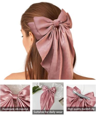 Big Bow Hair Clips Green Hair Bow Bow Hair for Women Long Ribbon Hair Pins Accessories for Party Hair Accessories Soft Hairpin for Women Girls Barrettes Hair Accessories christmas gifts for wl (Pink) - Buy Online on GoSupps.com