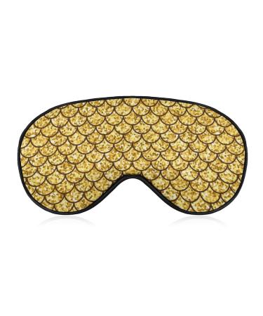 Gold Glitter Scales Texture Sleep Mask for Women Adjustable Sleeping Eye Shades Cover with Elastic Strap