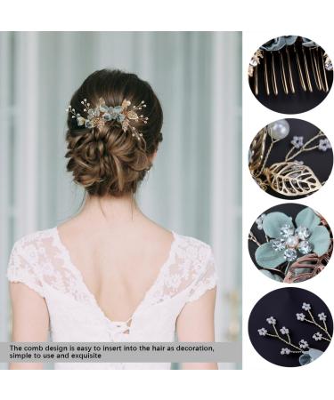 FERCAISH Wedding Hair Comb Flower Crystal Bridal Hair Accessories Pearl Leaf Headpiece for Wedding Bride Bridesmaid (Green) Mint Green - Buy Online on GoSupps.com