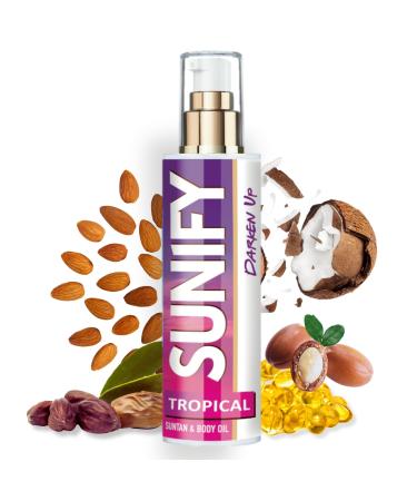 SUNIFY SUNIFY TROPICAL Natural Tan Accelerator - Natural Oil with Vitamin E and Tropical Fragrance for a Fast and Irresistible Tan Moisturizing Oil for Body and Face 200 ml