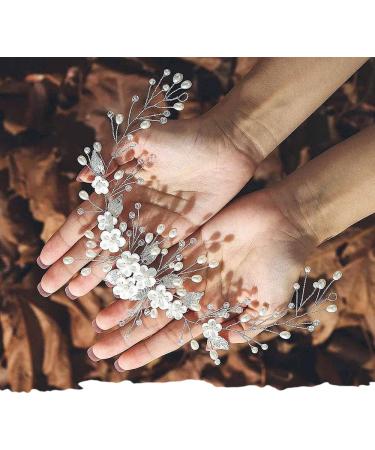 ISLHJDD Flower Bride Wedding Hair Vine Pearl Hair Accessories Bridal Hair Clip Bridal Headband Headpiece for Women and Girls (Silver) - Buy Online on GoSupps.com