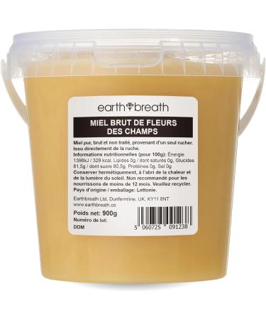 Earthbreath Miel brut de fleurs de prairie 900 g Biologique pur non pasteuris et non filtr Superaliments sains dulcorant naturel pour la cuisine le caf le th le jus les boissons - Buy Online on GoSupps.com
