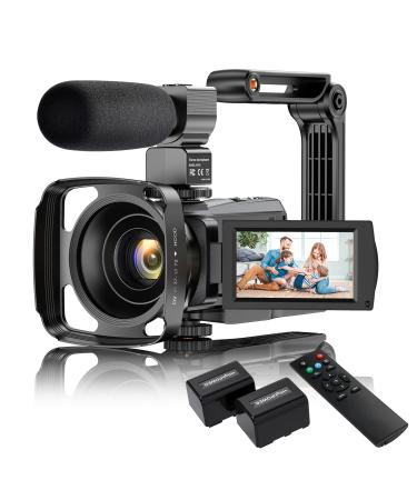 VAFOTON 4K Video Camera Camcorder with Microphone, 48MP Vlogging Camera for YouTube 16X Zoom 3.0" Touch Screen IR Night Vision Wi-Fi Vlog Cameras Webcam with Handheld Stabilizer Remote Control