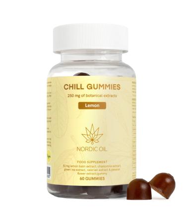 Nordic Trading Group No Stress Gummies 60 Vegan Gummies 250 mg vegetable extracts per gum valerian passion flower green tea chamomile melissa stress & relaxation Nordic Oil