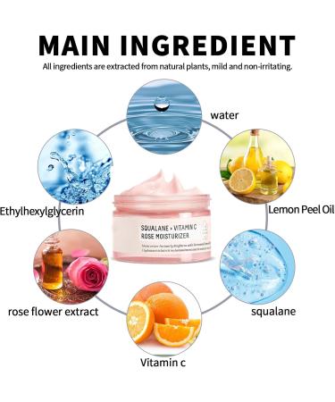 Squalane+Vitamin C Rose Moisturizer Anti Wrinkle Face Cream Repair Skin Cream Facial Cream for Moisturizing Hydrating Anti-Dull Anti-Wrinkle Firming & Brightening Cream - Buy Online on GoSupps.com