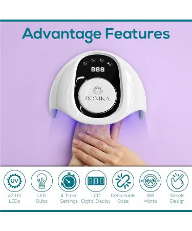 BONIKA 168W UV Nail Lamp: Professional Salon Quality LED Gel Nail Dryer with Auto Sensor and 4 Timers - Buy Online on GoSupps.com