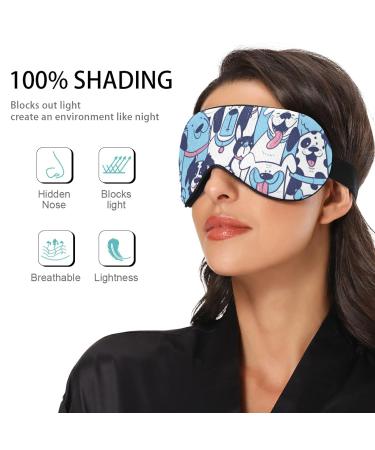 Sleep Mask Cute Dogs Blue Breathable Comfortable to Weighted Sleeping for Women Man Kids Conforms to Eye Contour Shape Adjustable Elastic Strap - Buy Online on GoSupps.com