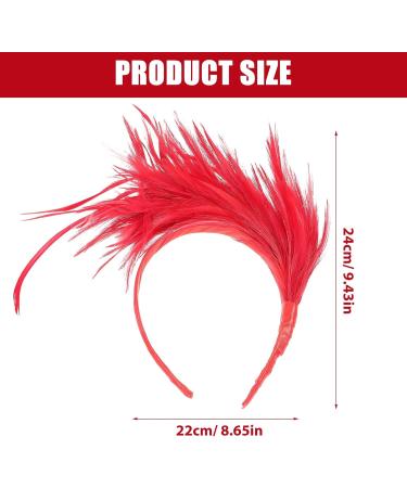 Feather Fascinator Headband Tea Party Headwear 1920s Headbands Flapper Headpieces 1920s for Women (Red) 1 Red - Buy Online on GoSupps.com
