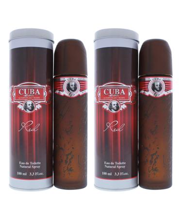 Cuba Red 3.3. fl. oz. Eau De Toilette Spray | Fragrance for Men (Pack of 2) Spicy 1 Count (Pack of 2)