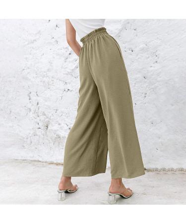 GETBEE Women's Wide Leg Lounge Pants with Pockets - High Waisted Palazzo Flowy Trousers in Army Green - Buy Online on GoSupps.com