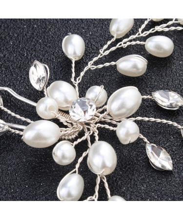 SHEGIRL Bridal Wedding Hairpin Set - Delicate Pearl Rhinestone Headpiece for Women (2PCS, Silver) - Buy Online on GoSupps.com