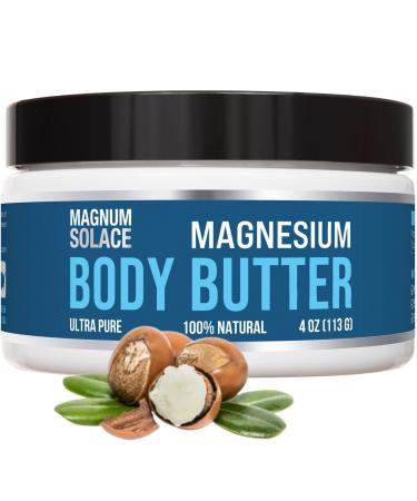 Magnesium Body Butter for Women - Magnesium Lotion Alternative with Mango, Shea, Grapeseed & Magnesium Oil for Leg Cramps & Pain Relief - Unscented