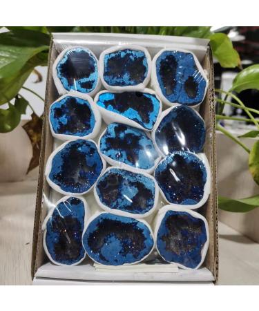 Natural Crystal Rough Natural Agate Geode Blue Aura Coated Druzy Agate Geode