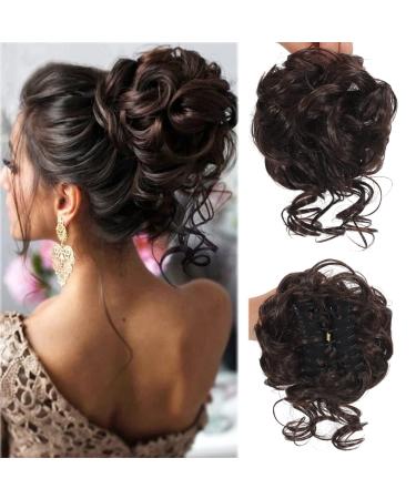Claw Messy Bun Hair Pieces Clip Wavy Curly Hair Chignon Clip in Hairpieces Tousled Updo Donut Hair Bun Synthetic Hair Ponytail for Women Girls 2/33