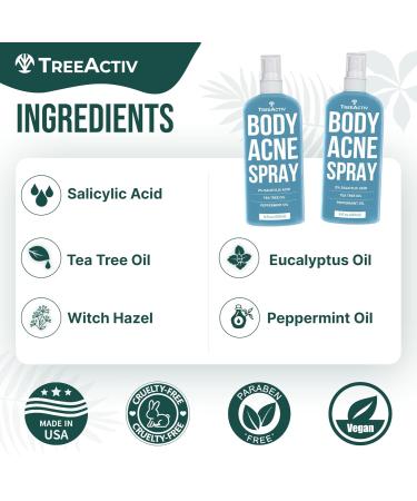 TreeActiv Body & Back Acne Treatment - 2% Salicylic Acid Spray for Cystic Acne Relief | Effective Bacne Spray for Teens & Adults (8 fl oz - Buy Online on GoSupps.com