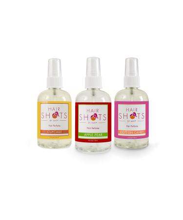 Hair Shots Heat Activated Hair Fragrance Sweeten Your Locks Bundle 3 Items: Cupcake, Apple Pear, Cotton Candy