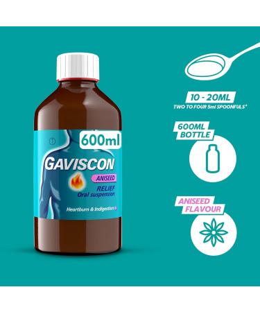 Gaviscon Liquid Heartburn Relief Aniseed Flavour 600 ml Oral Suspension - Pack of 1 - Buy Online on GoSupps.com