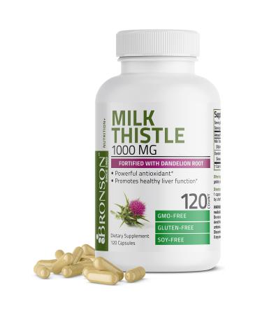 Milk Thistle 1000mg Silymarin Marianum & Dandelion Root Liver Health Support 120 Capsules 120 Count (Pack of 1)