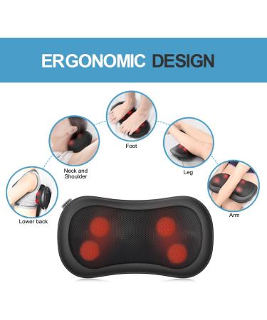 Renpho Shiatsu Massage Pillow with Heat - 3 Speed Neck & Back Massager | Tiefing Black - International Shipping Available - Buy Online on GoSupps.com
