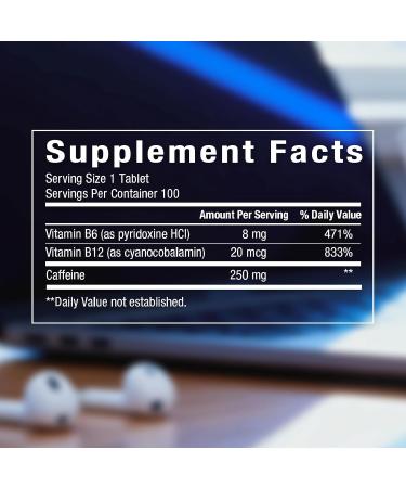 Peptime Mini White Vitamins B6 and B12 Caffeine Tablets 250mg Caffeine Per One Tablet Serving. Ideal Energy Level for Peak Performance and Focus. 300 Count - Buy Online on GoSupps.com