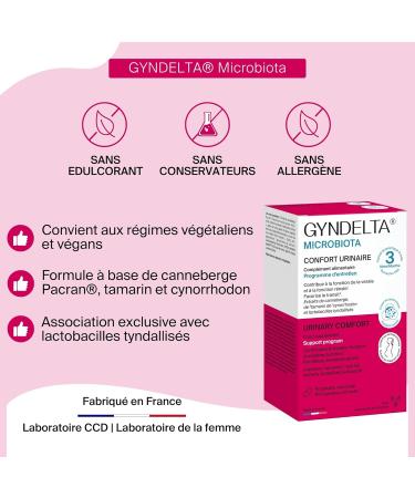 GYNDELTA Microbiota | Confort urinaire et digestif de la femme | Canneberge Pacran Tamarin Cynorrhodon & probiotiques | 90 g lules v g tales | Cure 3 mois | Fabriqu en France - Buy Online on GoSupps.com