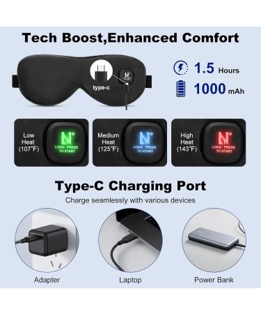 Aroma Season Cordless Heated Eye Mask - Warm Compress for Dry Eyes Styes & Blepharitis | Moist Heat Treatment Gift for Men & Women (Black - Buy Online on GoSupps.com