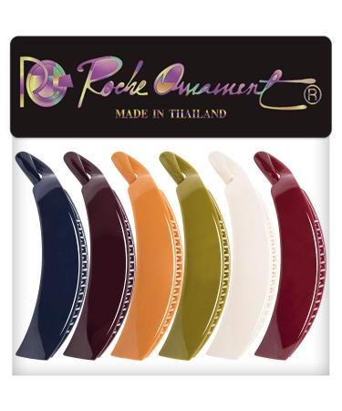 RC Roche Ornament 6 Pcs Premium Interlocking French Banana Hair Clip for Thick Hair - No Slip Ponytail Maker and Fashion Accessory Clamps in Classic Multicolor (Pack of 6) - Buy Online on GoSupps.com