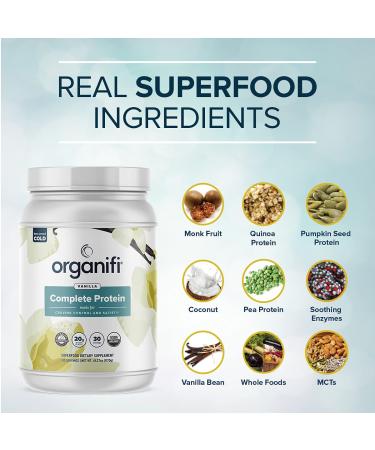 Organifi: Complete Protein Vanilla Flavor - Organic Vegan Plant Based Protein Powder - 30 Day Supply - Supports Craving Control and Weight Management - Digestive Enzymes - No Soy  Dairy  or Gluten Vanilla 2.61 Pound (Pack  - Buy Online on GoSupps.com