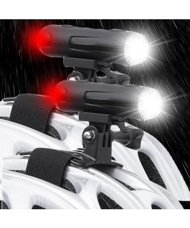 Vaileal 2 x bicycle helmet light integrated helmet light at the front and rear USB rechargeable 200 lumens IP66 waterproof helmet lights 5 flashing light modes 360 warning light for all roads