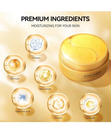 24K Gold Under Eye Patches - 60 Pcs Anti-Aging & Hydrating Gel Masks for Dark Circles Puffiness & Wrinkles Treatment - Buy Online on GoSupps.com
