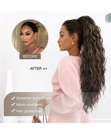 PORSMEER 28 Black Mixed Blonde Ponytail Extension - Long Beach Wave Synthetic Hairpiece for Women - Buy Online on GoSupps.com