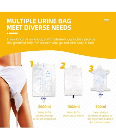 Wearable Urinal for Men - Reusable Portable Silicone Urinals with 2000ml 1000ml & 500ml Leg Bags | Ideal Urinary Drainage System for Elderly & Bedridden Patients - Buy Online on GoSupps.com