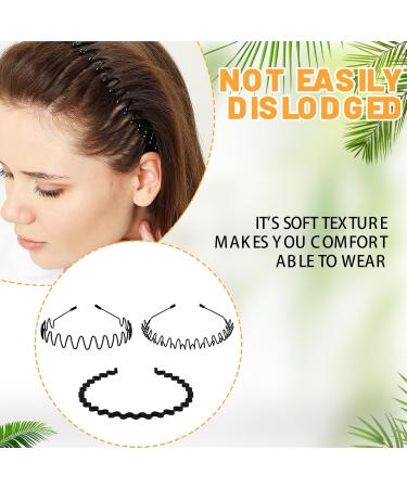 Willight 3-Piece Metal Hair Bands - Zigzag Wave Headbands for Men & Women | Non-Slip Black Spring Hair Ties for Sports & Yoga - Buy Online on GoSupps.com