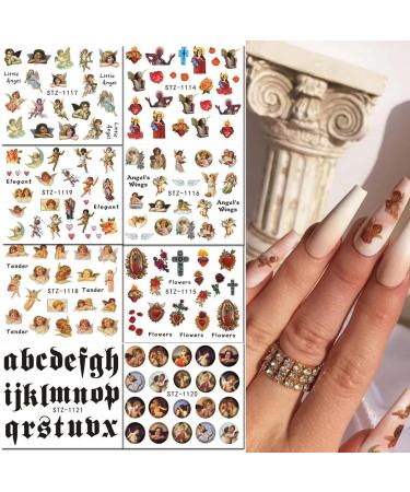 Valentines Day Nail Art Stickers - Cupid & Angel Designs - 8 Sheets Water Transfer Foil Decals for Women & Girls - Heart Nail Decorations - Buy Online on GoSupps.com