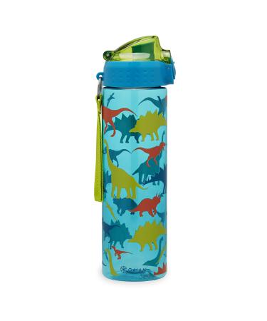 Kidnasium Water Bottles - 24 oz Kids Water Bottle with Push-Button Flip Cap for Home  School  Sports  Play & On-The-Go Use - BPA-Free and Dishwasher Safe - Includes Easy-Carry Strap Dino Zone
