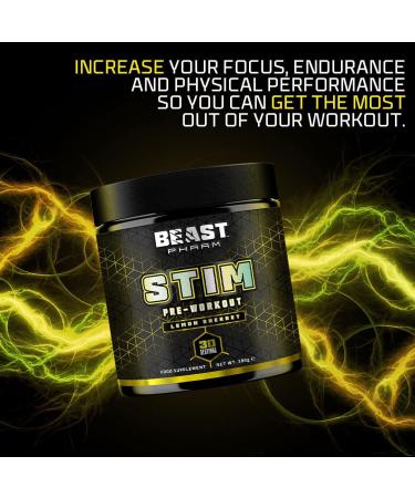 Beast Pharm STIM Pre Workout 390g - Lemon Sherbet Flavor | 30 Servings - Buy Online on GoSupps.com