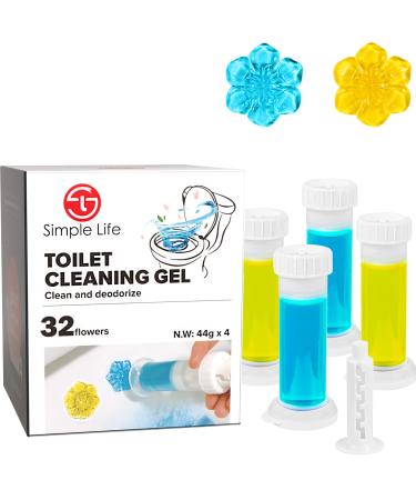 Simple Life Fresh Flower Stamp Toilet Gels, Variety Pack, Stops Limescale and Stains with Air Freshening Scent, Deodorizing Clean, 32 Stamps, Pack of 4 5 Piece Set Blue & Yellow