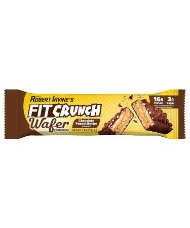 FITCRUNCH Wafer Protein Bars 16g of Protein & 3g of Sugar (9 Bars Chocolate Peanut Butter) - Buy Online on GoSupps.com