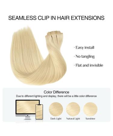 Doores Real Hair Extensions Clip In - Bleach Blonde 45cm 18 Inch 7 Pieces 110g - Seamless PU Clip In Extensions - Buy Online on GoSupps.com