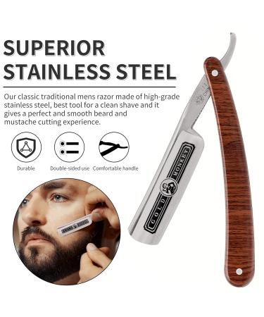 Gold Monkey-777 Straight Razor for Men - Stainless Steel Manual Shaving Razor with Natural Wood Handle | Vintage Barber Shaving Experience - Buy Online on GoSupps.com