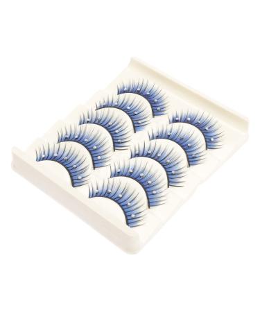 FRCOLOR 5 Pairs Handmade Eye Lashes Natural False Reusable Black Eyelashes Soft Thick Lashes Adhesives False Eyelashes Artificial Eyelashes Lashes with Color Fiber Rhinestones Cosplay 5d 1 Count (Pack of 1) Blue