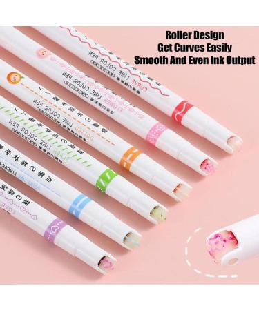 6pcs Curve Highlighter Pen Set Tip Pens with 6 Different Curve Shapes Fine Tips Colored Curves Pens for Journaling Writing Drawing Scrapbooking Note Taking School 6pcs - Buy Online on GoSupps.com