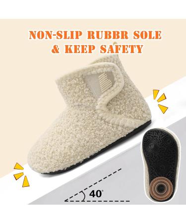 JOINFREE Baby Slippers with Non-Slip Rubber Sole - Beige (3/3.5 UK Child) - Buy Online on GoSupps.com