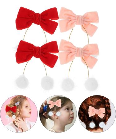 Beaupretty 2 Pairs Bow Hair Clips Furry Ball Hairpins Christmas Costume Hair Barrettes Hair Styling Tools for Girls Xmas Party Hair Accessories - Buy Online on GoSupps.com