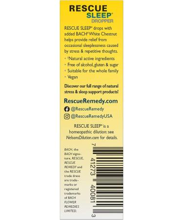 Bach RESCUE SLEEP Dropper 20mL | Natural Sleep Aid Homeopathic Flower Essence | Non-Alcohol Formula | Family-Friendly - Buy Online on GoSupps.com