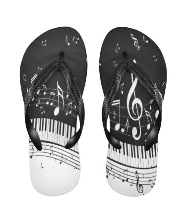Mnsruu Musical Notes Piano Keys Flip Flops Black White Home Hotel Spa Bedroom Travel L