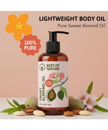 Best of Nature 100% Pure Sweet Almond Massage & Body Oil Deep Moisturizing Unscented Oil for Hair Skin Face & Aromatherapy Ideal Carrier Oil for Essential Oils (8 fl oz) 8 Fl Oz (Pack of 1) - Buy Online on GoSupps.com