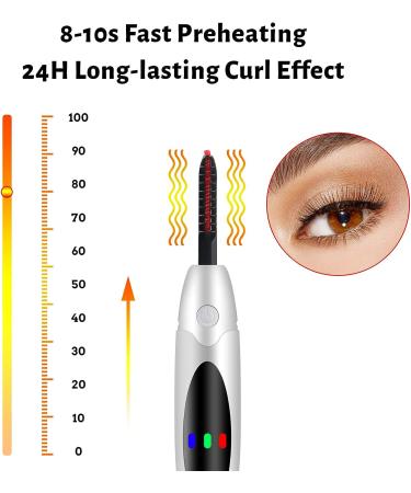Rechargeable Heated Eyelash Curler with Comb | 3 Temperature Settings for Quick & Long-Lasting Curl | Electric Makeup Tool in White - Buy Online on GoSupps.com