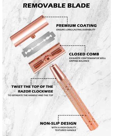 Double Edge Safety Razor for Women & Men - Travel Reusable Stainless Steel Razor with Ultra-Thin Blades - Eco-Friendly & Durable - Buy Online on GoSupps.com